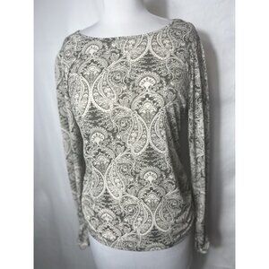 C Est 1946 Green Paisley Knit Cinched Top Women’s Size Medium‎